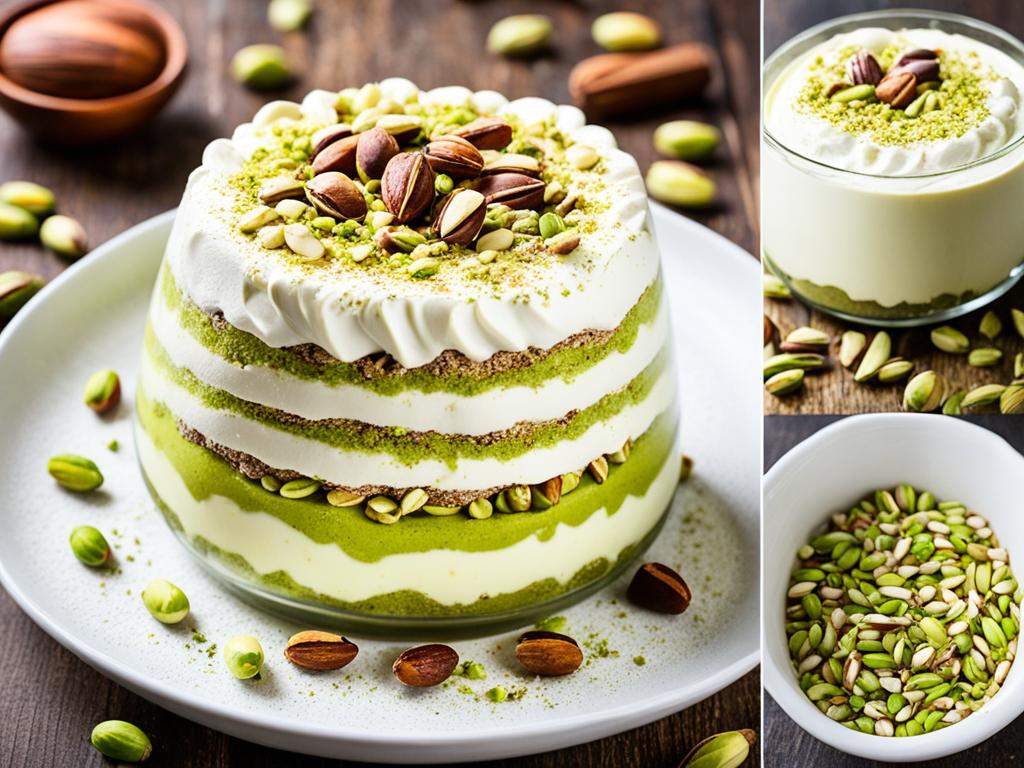 Tiramisu Zubereitung mit Mascarpone-Creme und Pistazienmilch