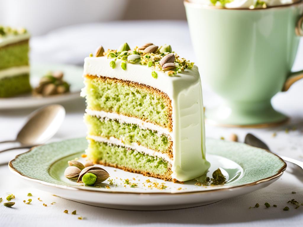 Pistazienkuchen auf Kaffeetafel
