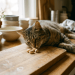 Dürfen Katzen Pistazien essen? Katze schnuppert an Pistazien