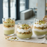 Pistazien-Dessert im Glas: 5 schnelle Rezepte Drei Schichtdesserts mit Pistazien im Glas